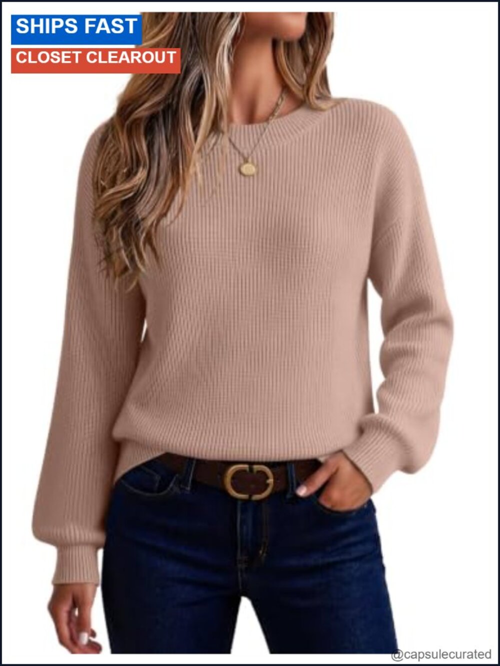 Zeagoo Chunky Knit Loose Fit Crew Neck Pullover Sweater